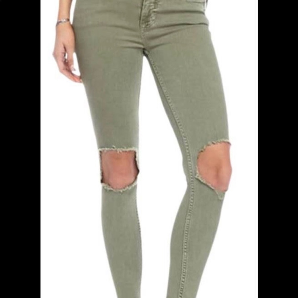 Free People busted Knee olive jeans - Picture 8 of 8